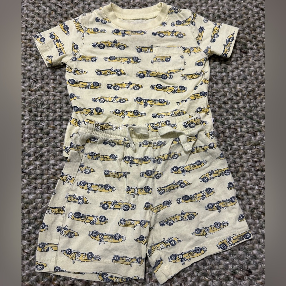 GAP Yellow Race Car Matching Set Size 18-24 Months